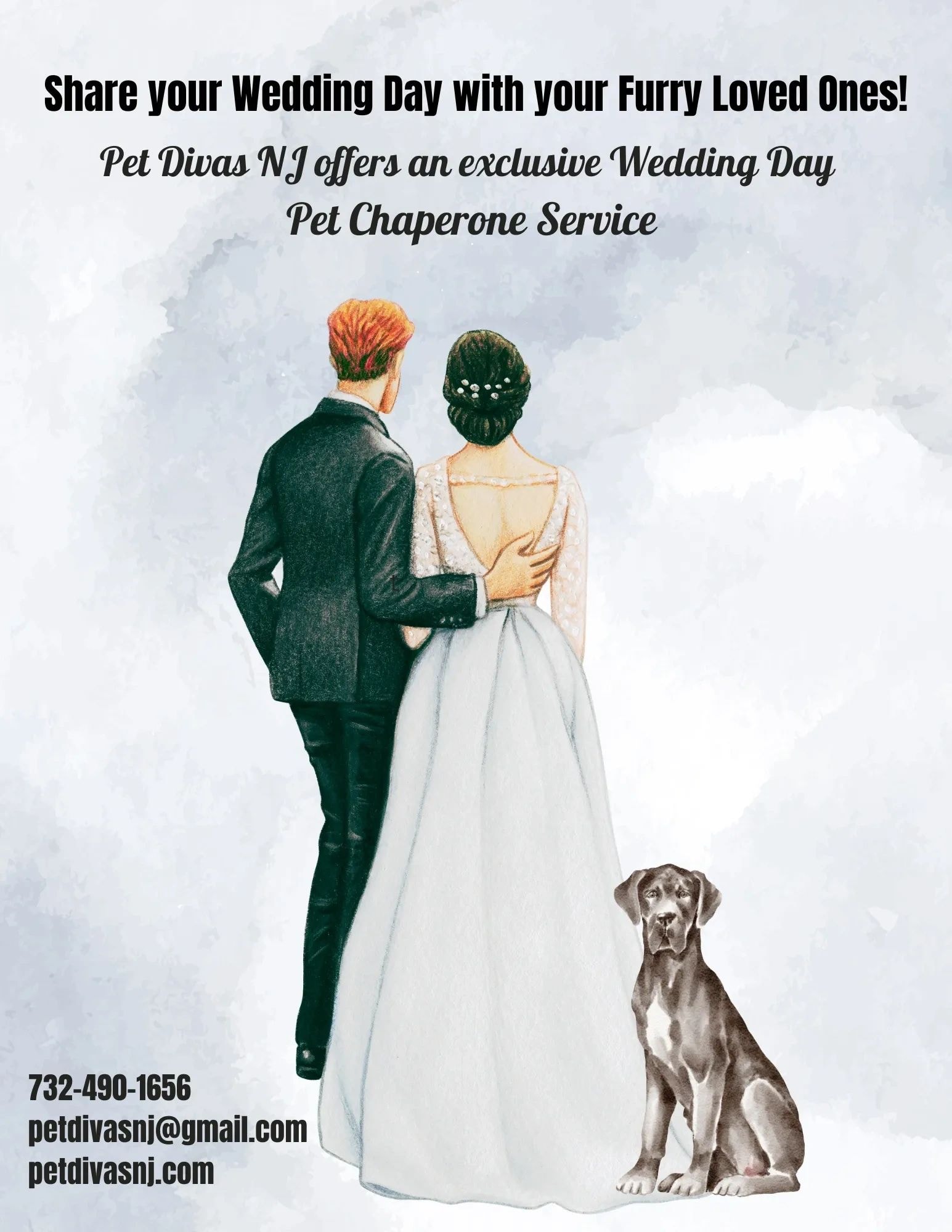 Wedding day pet chaperone service flyer
